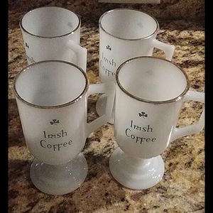 Irish Coffee vintage glass milk mugs set of 4